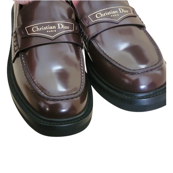 Christian Dior Boy Brown Brushed Calfskin Logo Loafers 36.5 6.5 - Authenticated - Picture 7 of 12